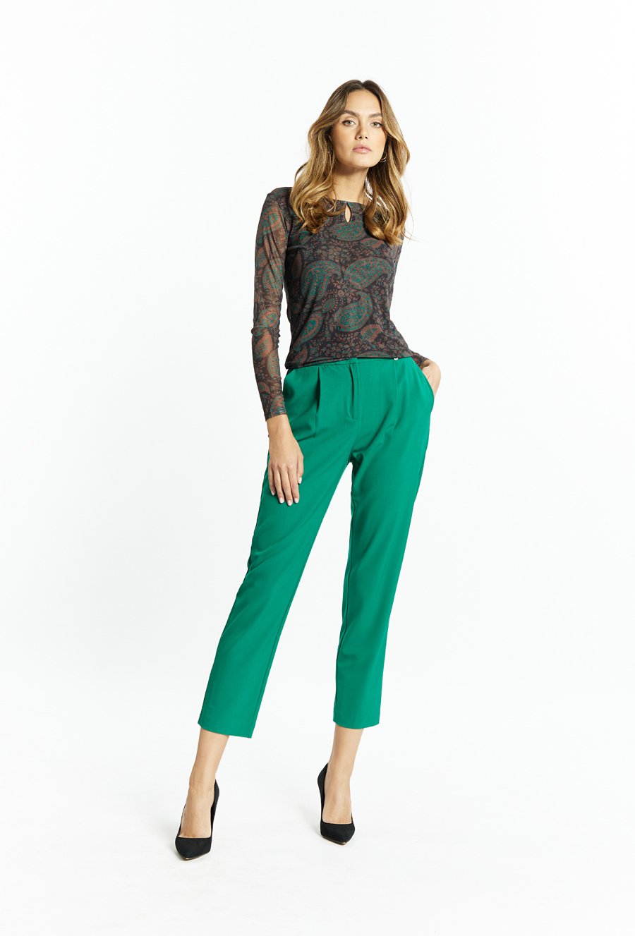 Wzorzysta bluzka z długim rękawem