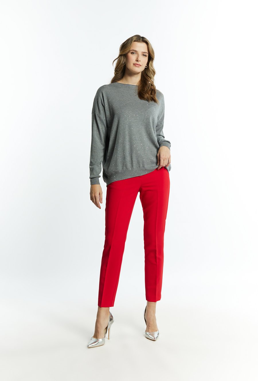 Wiskozowy sweter z dżetami