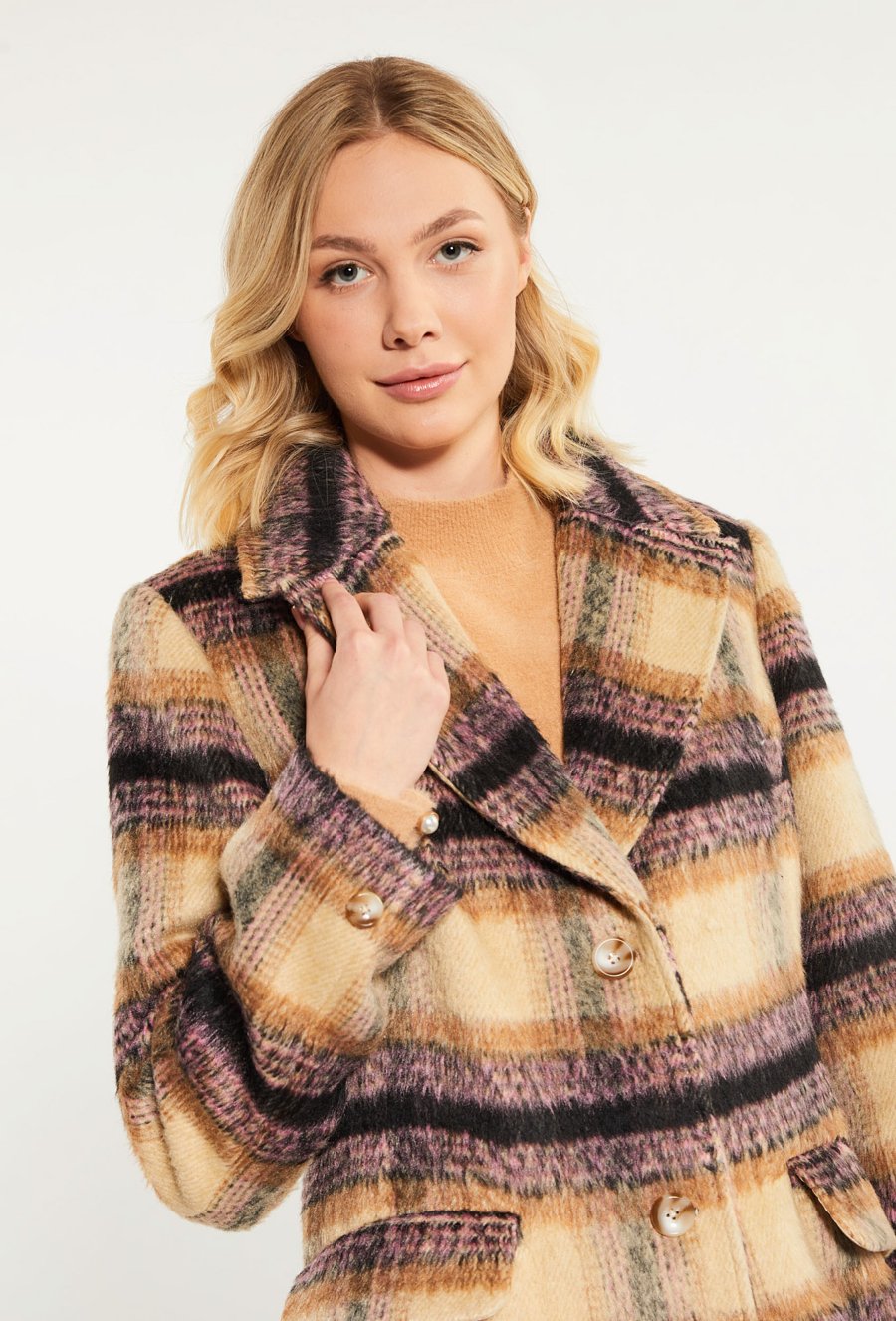 Kolorowy płaszcz damski