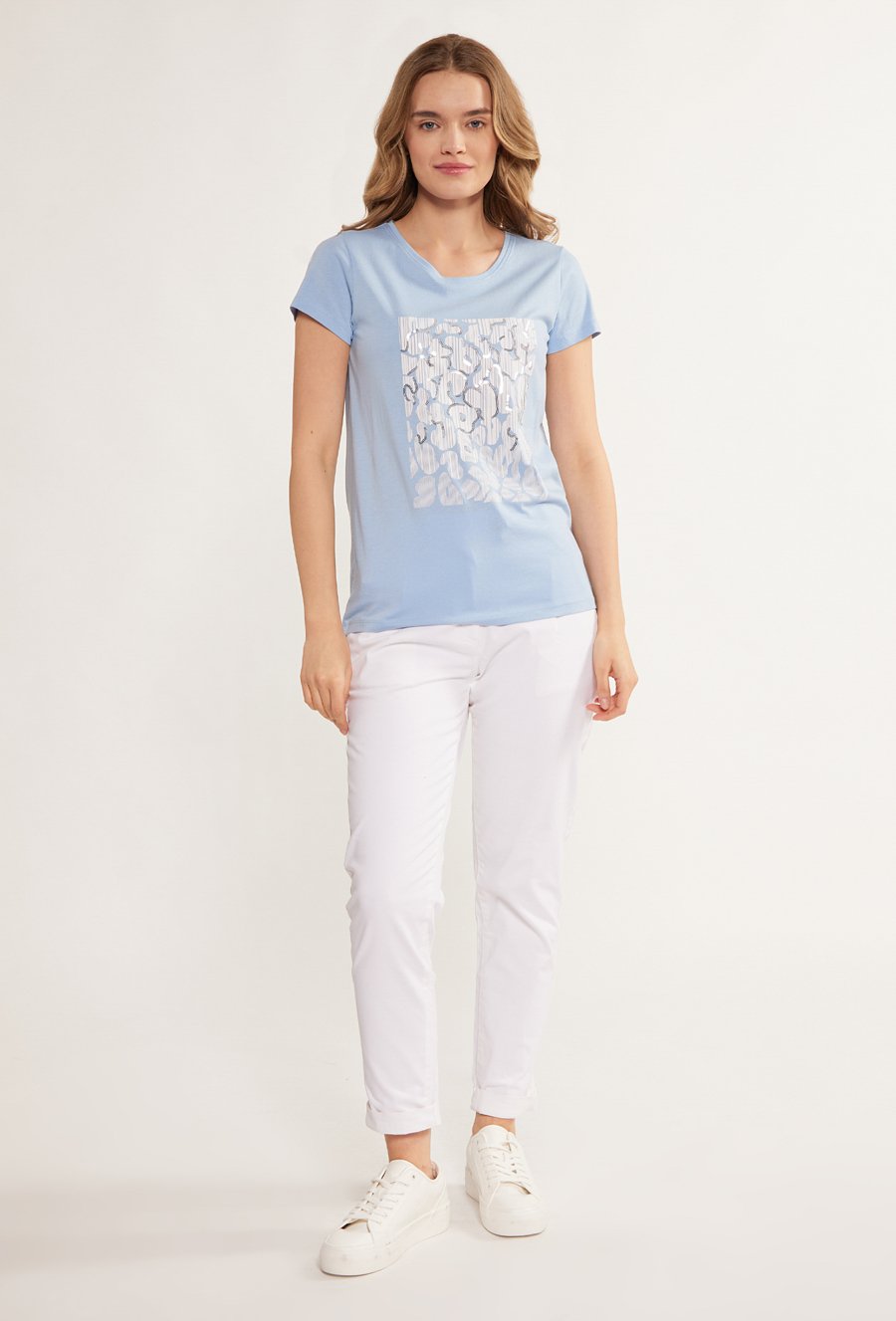 T-shirt damski z ozdobnym nadrukiem