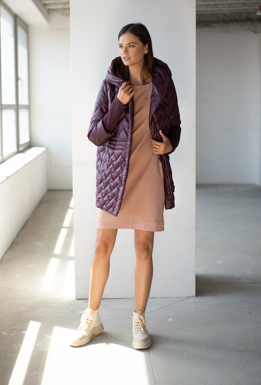 Pikowana kurtka w jodełkę