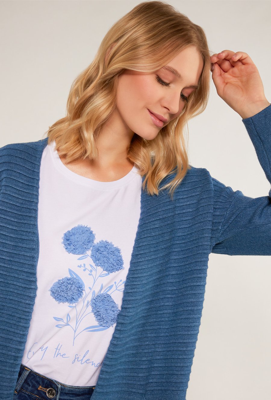 Prążkowany kardigan damski