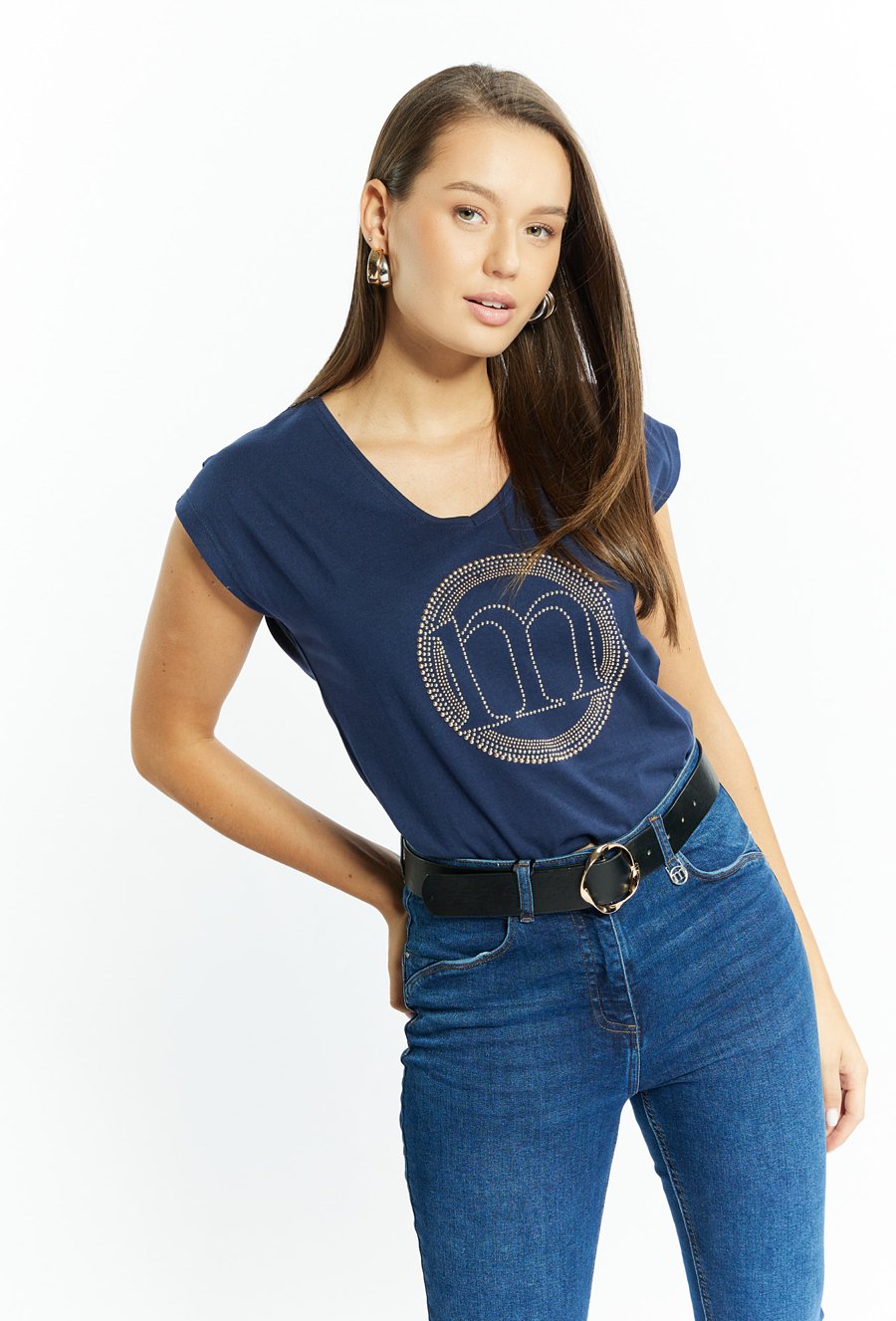 T-shirt damski z logo marki