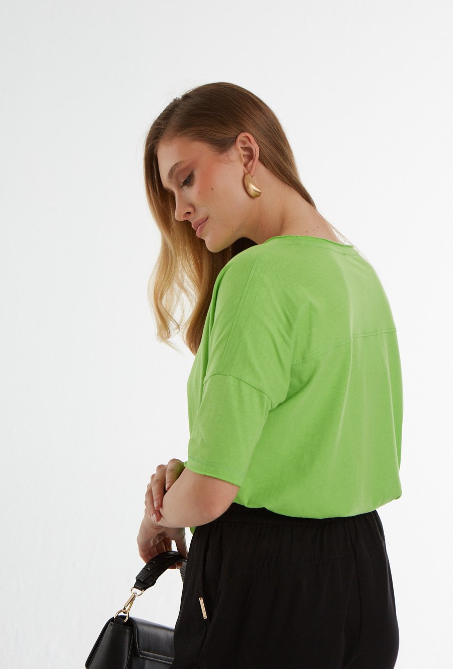 Zielony T-shirt z rękawem 1/2