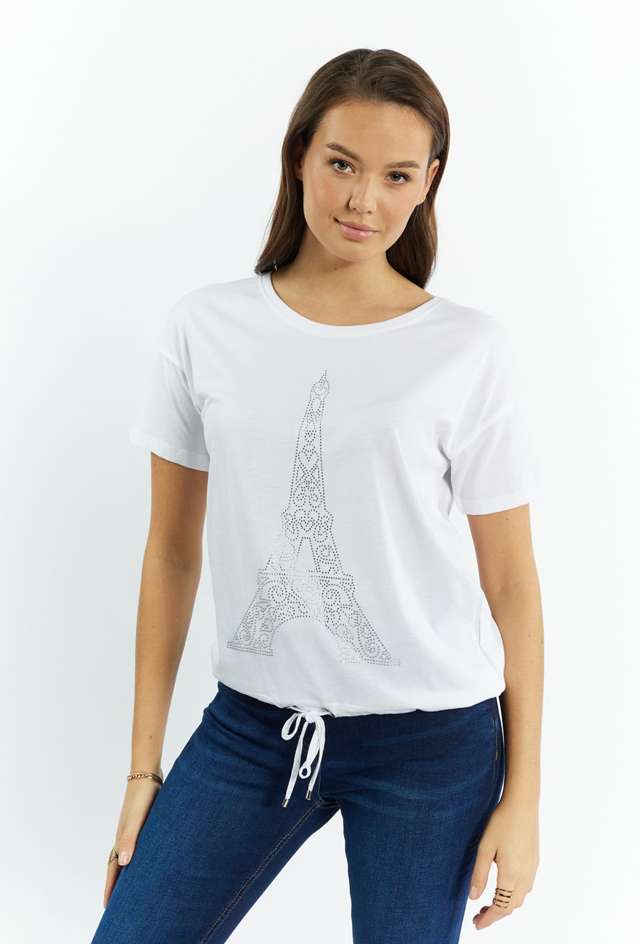 T-shirt dzianinowy z aplikacją z dżet&oacute;w