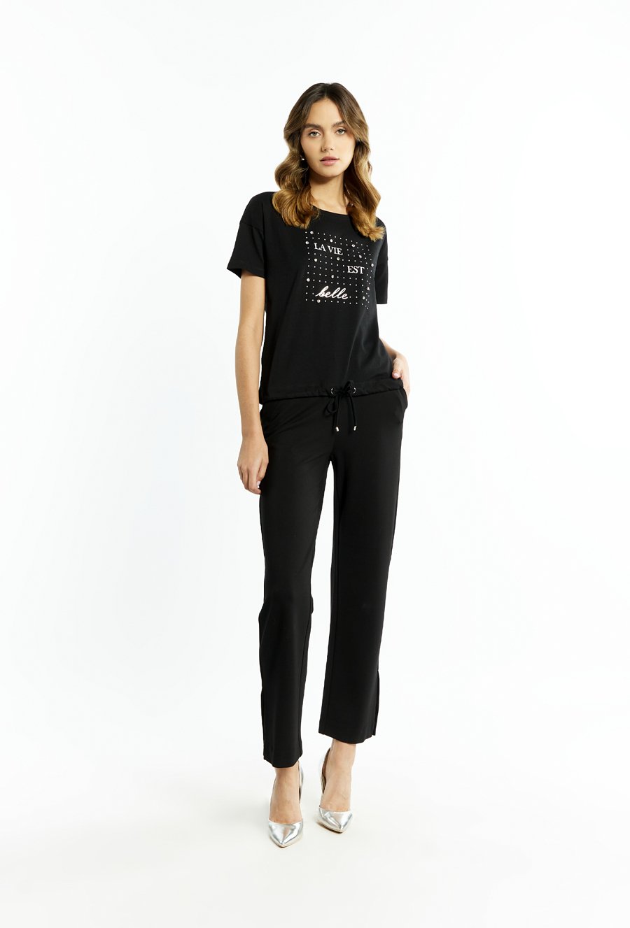 T-shirt damski ze zdobieniem