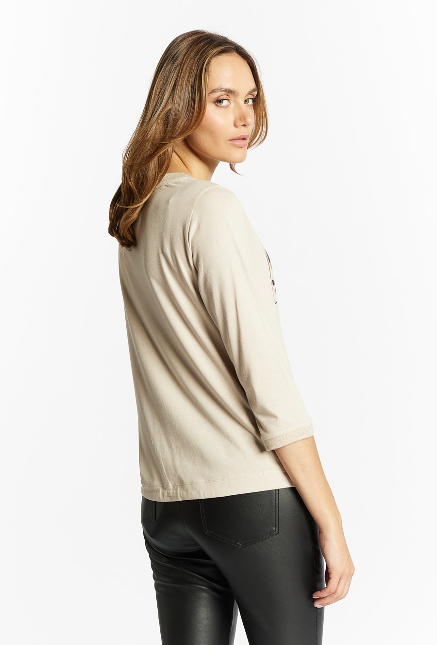 Dzianinowy t-shirt z nadrukiem