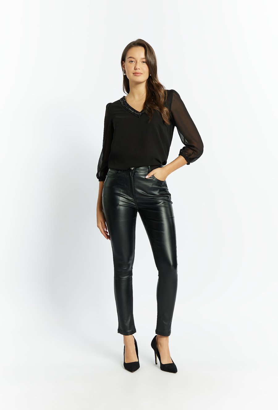 Woskowane spodnie damskie