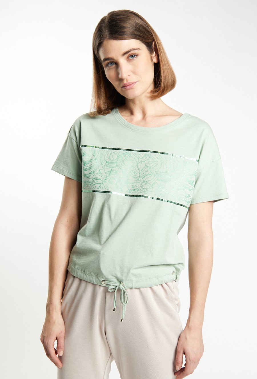 T-shirt damski z cekinami