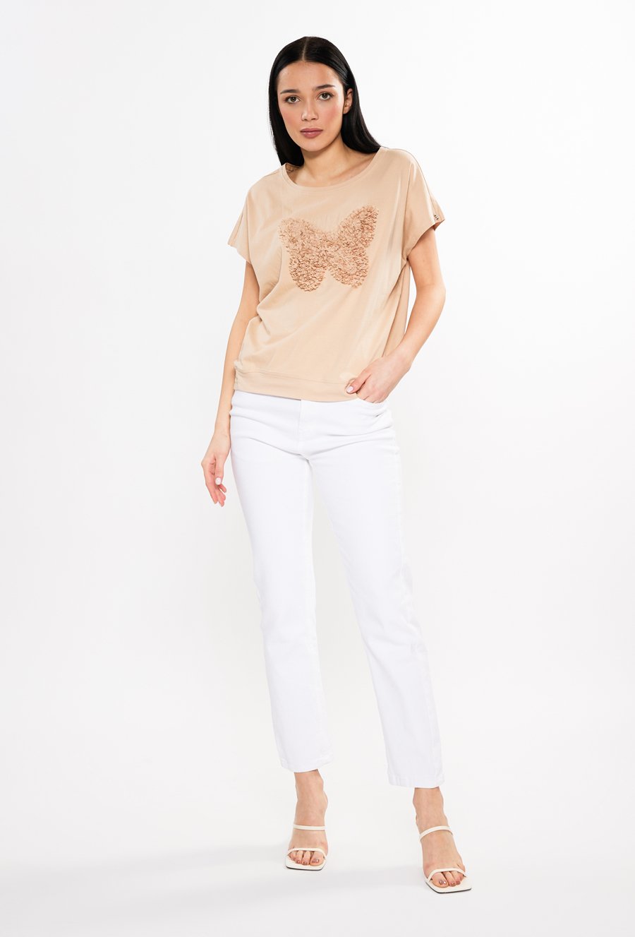 Bawełniany t-shirt ze zdobieniem