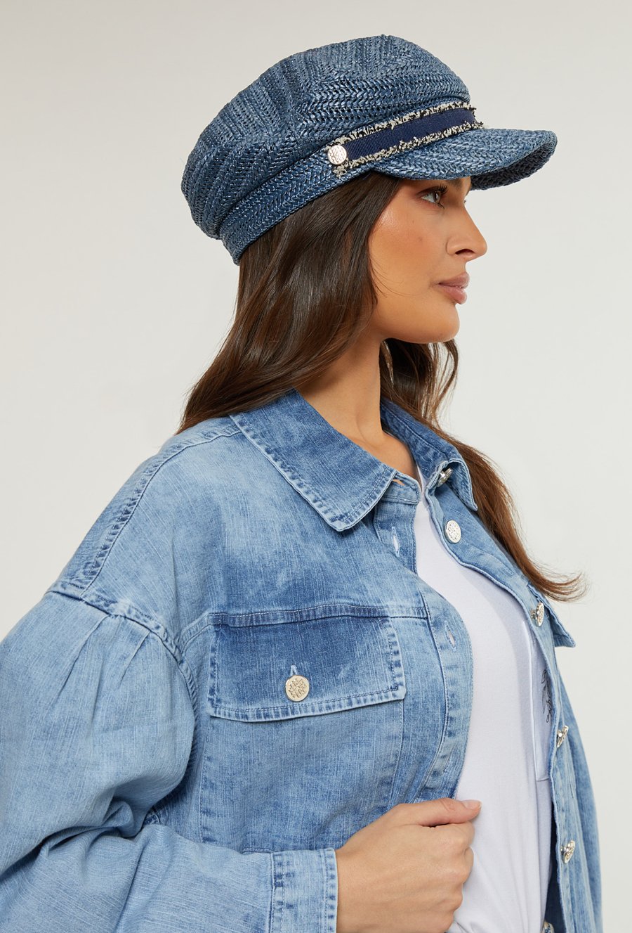 Słomkowy kaszkiet damski