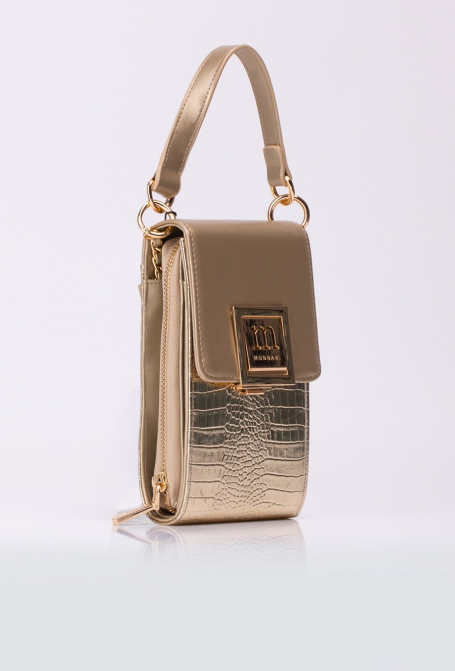 Torba na telefon z krokodylim wzorem.