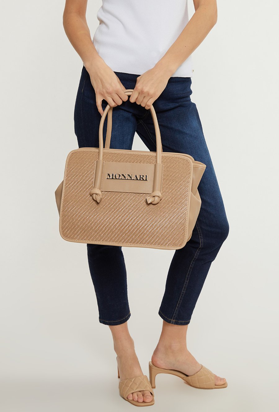 Pojemna torba damska z imitacją plecionki