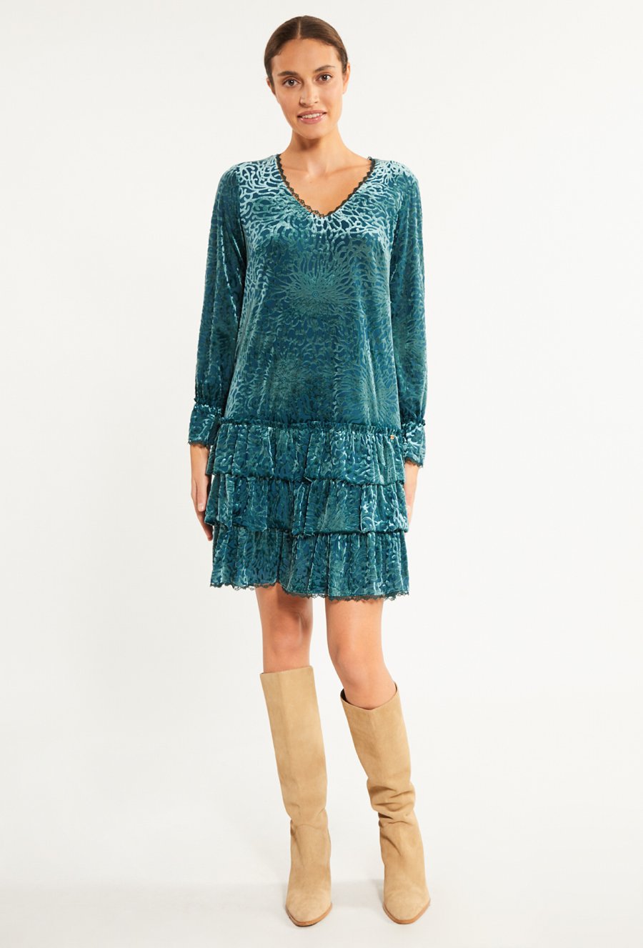 Sukienka welurowa damska