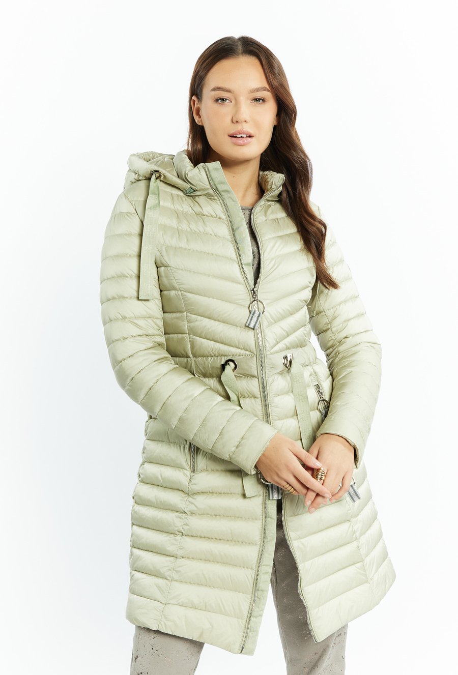 Pikowany płaszcz damski