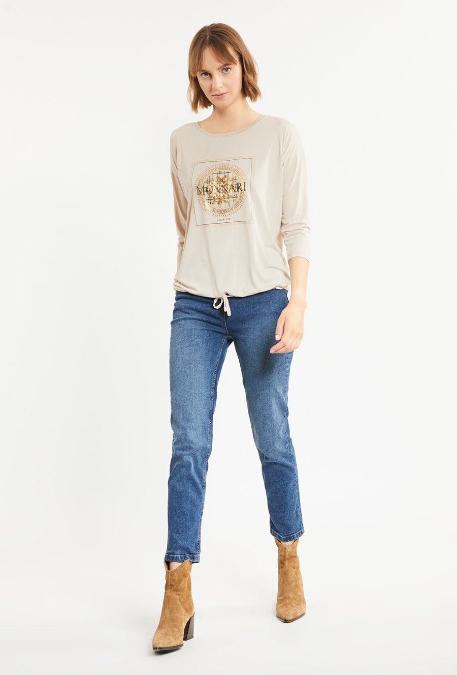 T-shirt damski z wiązaniem