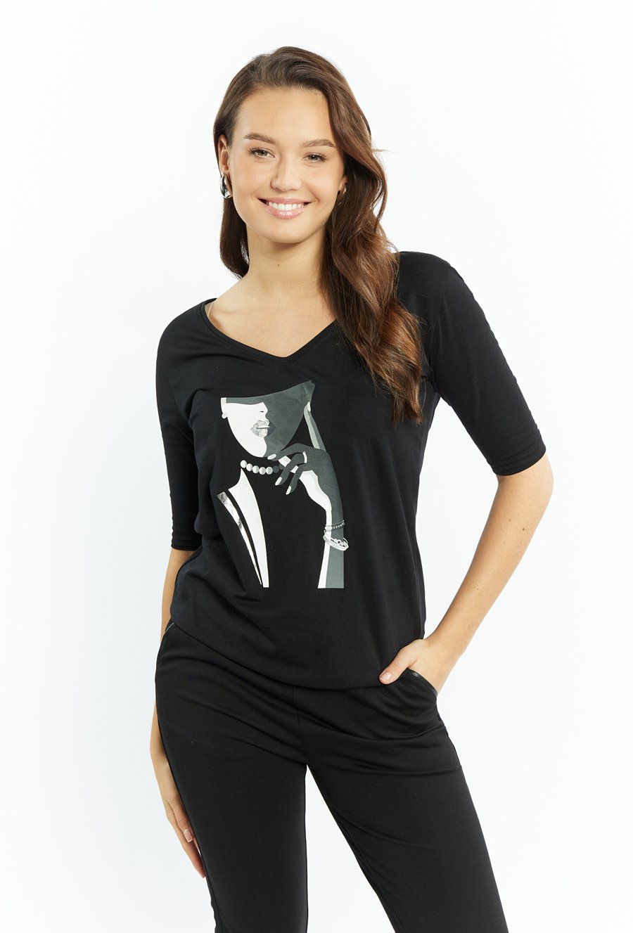 Bluzka damska z dekoltem V