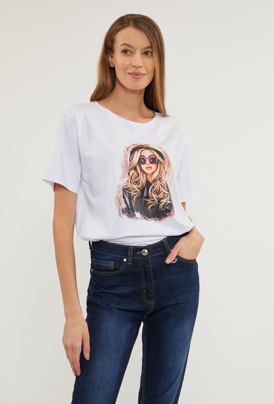 Oversizowy t-shirt z nadrukiem