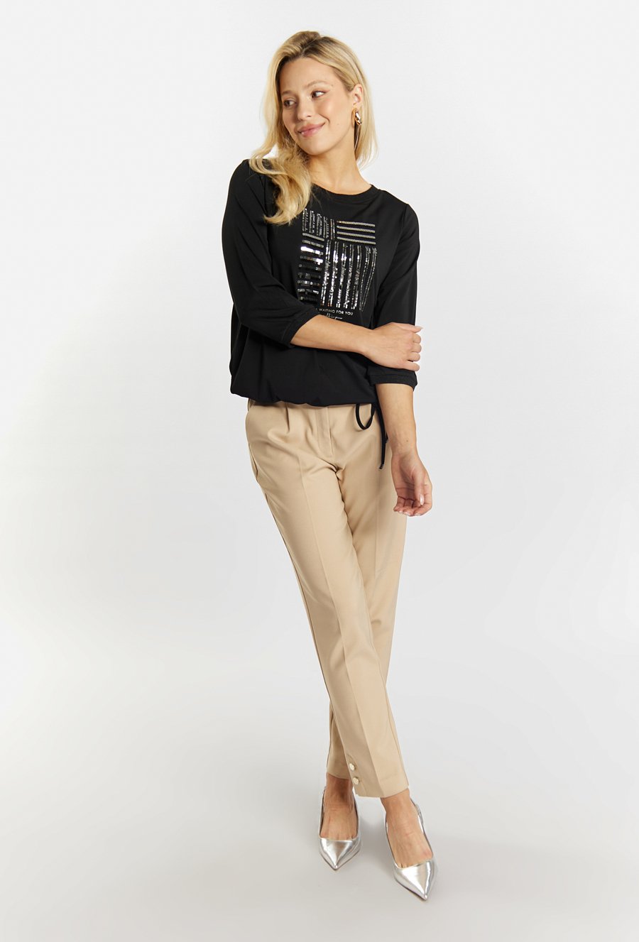 Dzianinowy T-shirt damski