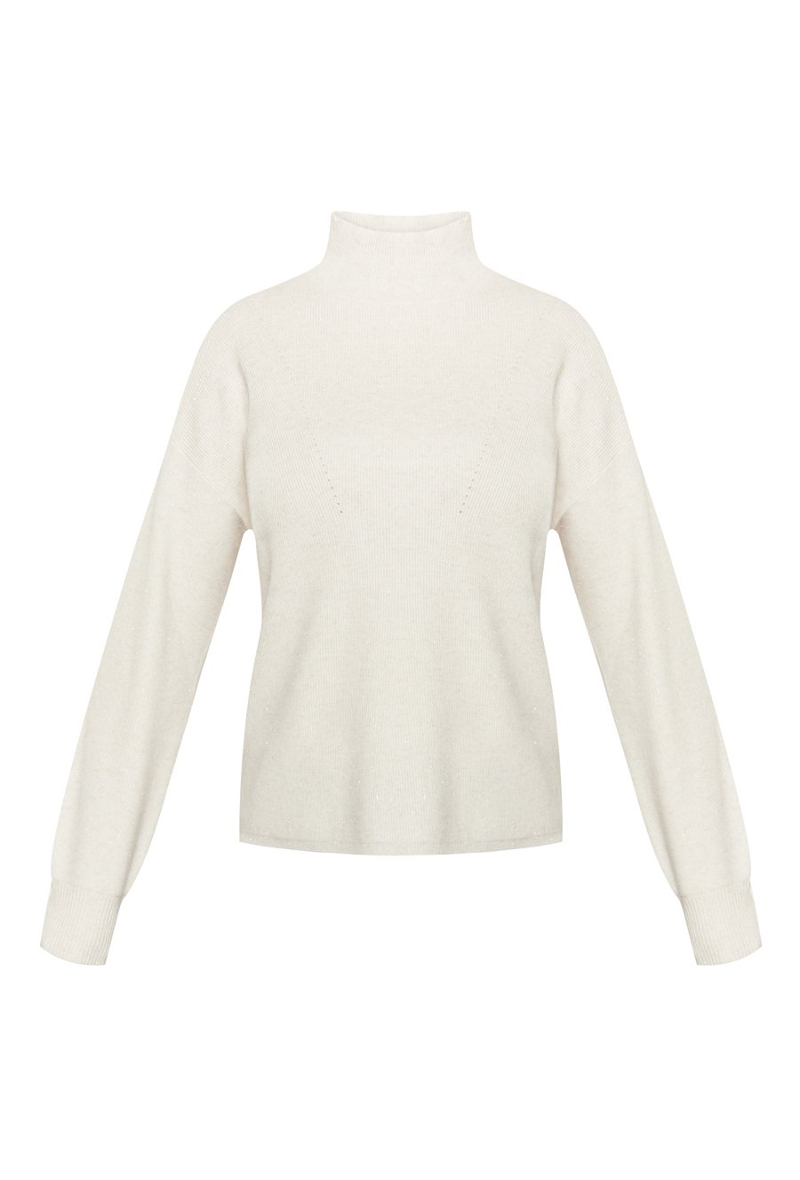 Cienki sweter damski z połyskującej dzianiny