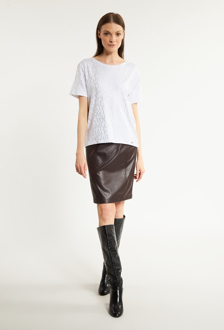 Wzorzysty t-shirt damski