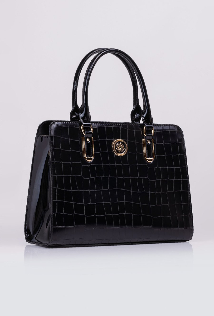 Lakierowana torba ze zwierzęcym wzorem