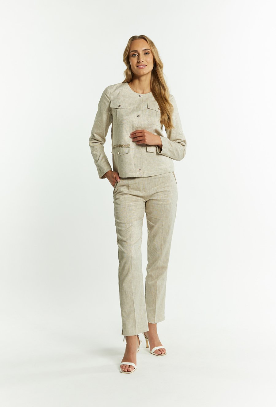 Rozpinana bluza z domieszką lnu