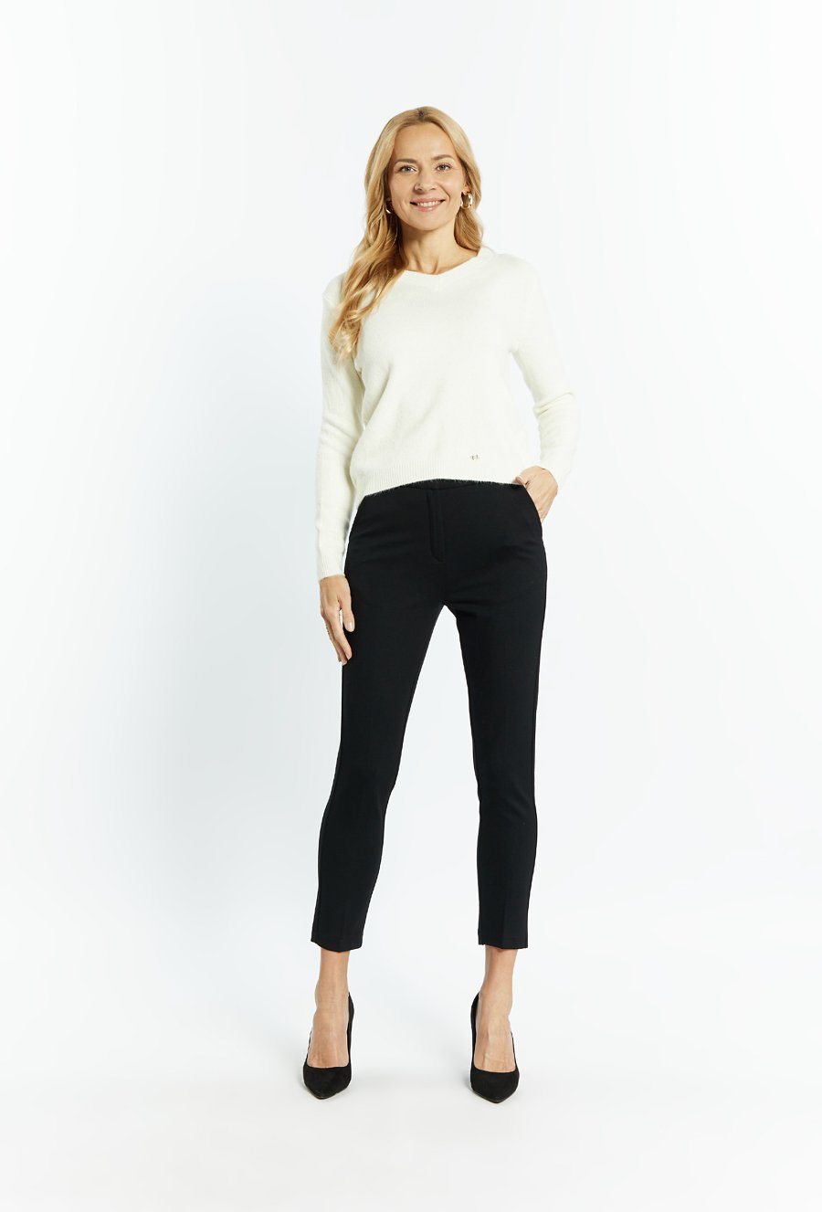 Połyskujący sweter damski