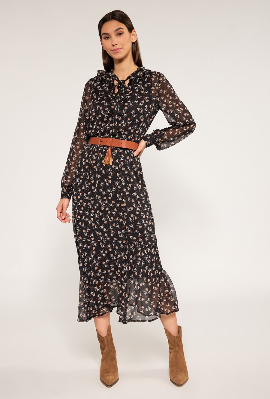 Wzorzysta sukienka damska midi