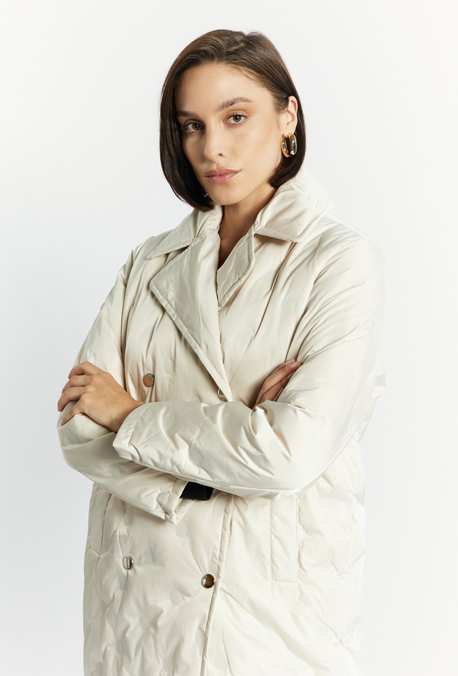 Puchowy płaszcz z pikowaniem