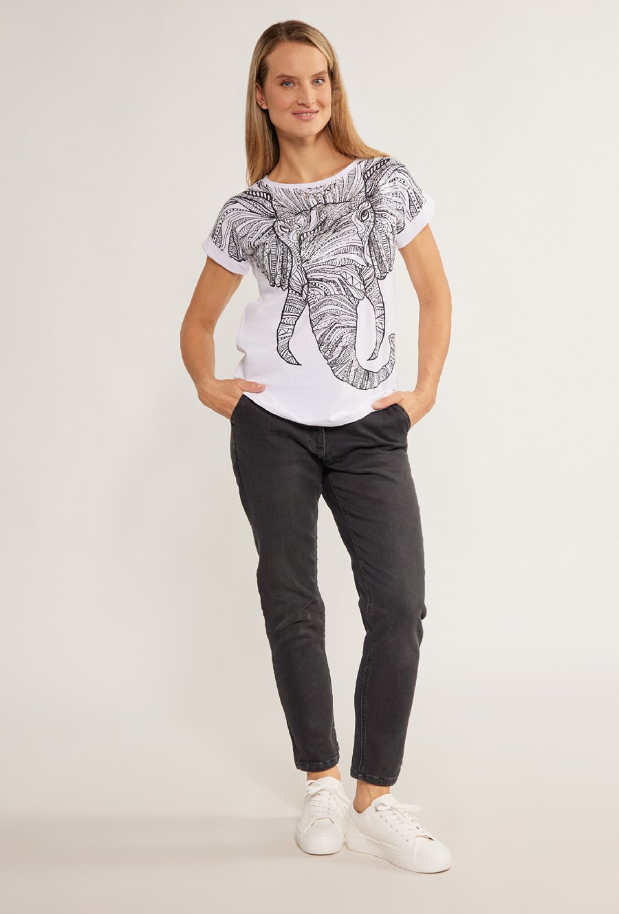 T-shirt damski z nadrukiem słonia