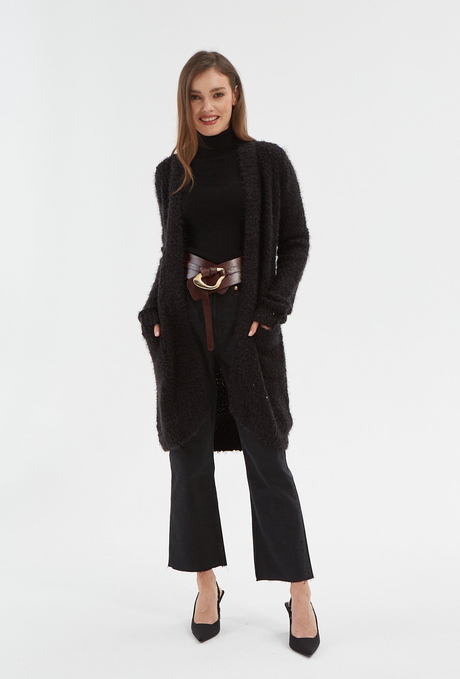 Czarny kardigan boucl&eacute;
