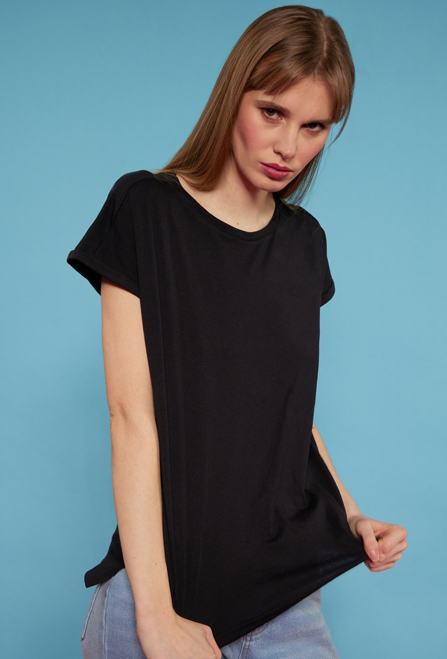 Czarny, gładki t-shirt