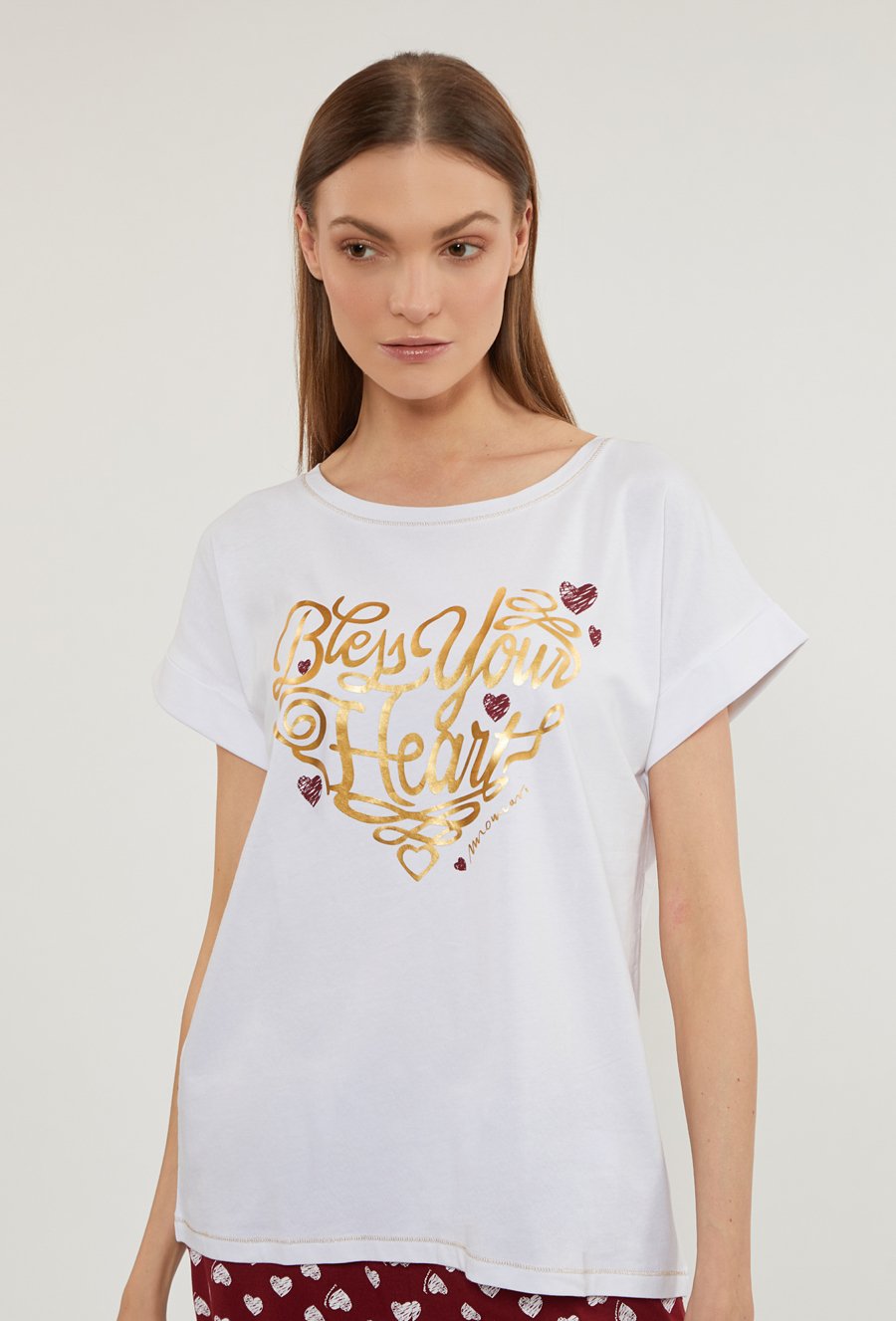 G&oacute;ra od piżamy z ozdobnym panelem