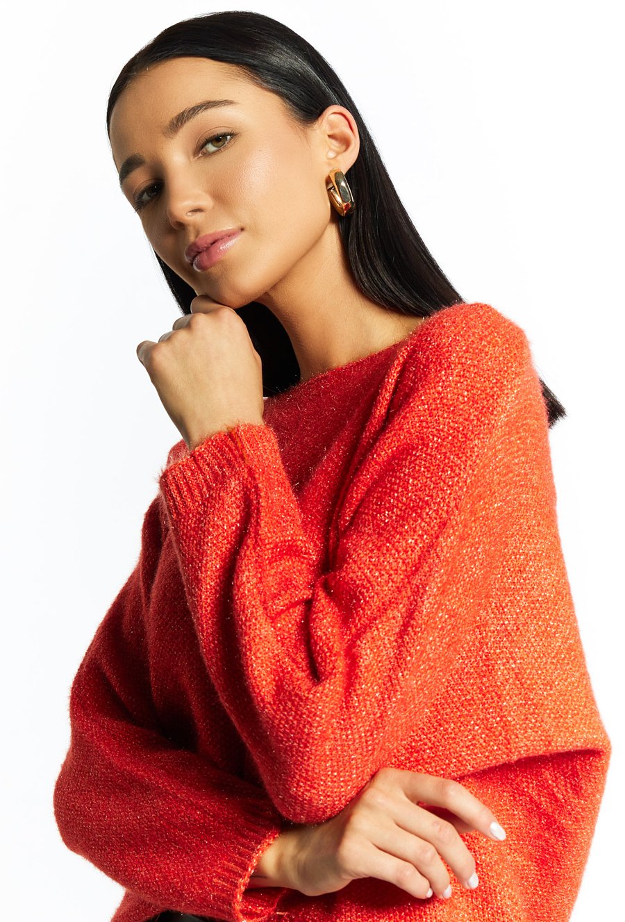 Połyskujący sweter damski