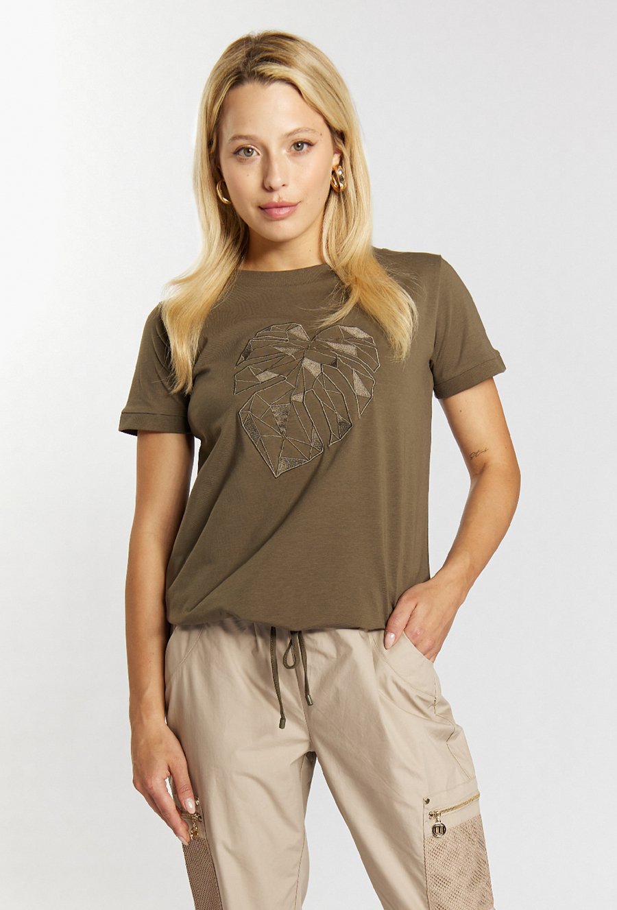 Bawełniany t-shirt z ozdobnym wzorem