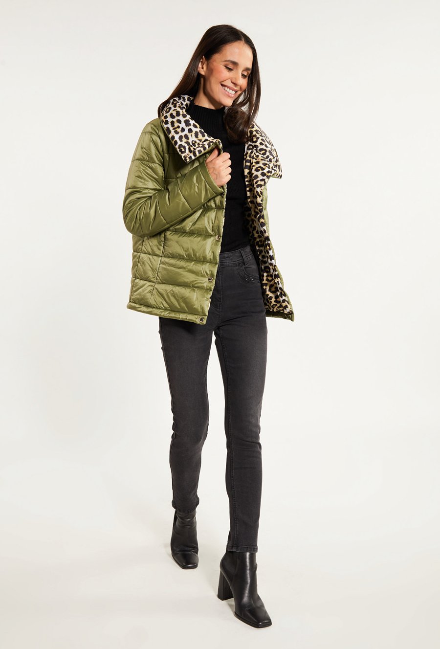 Pikowana kurtka damska z kołnierzem