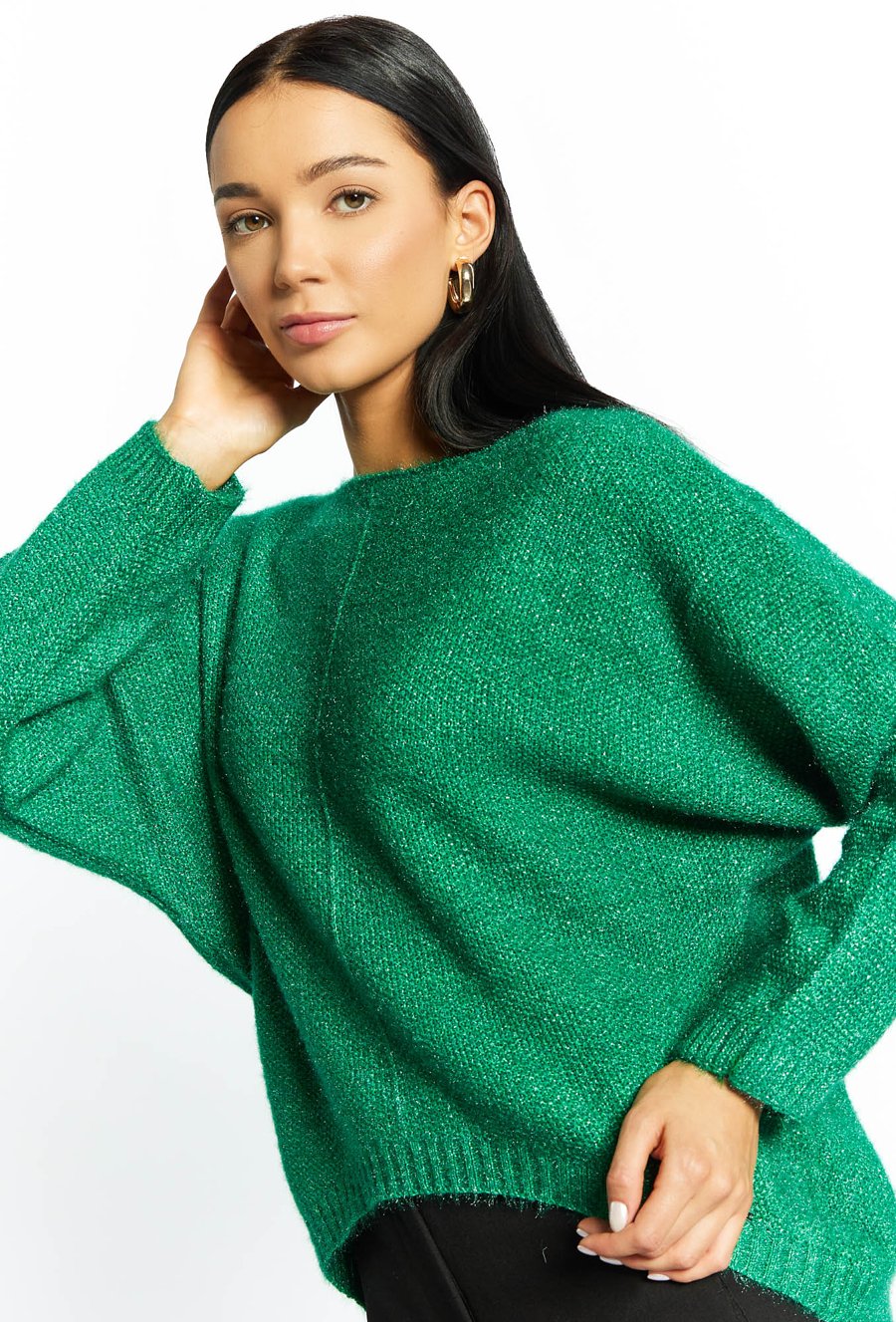 Połyskujący sweter damski