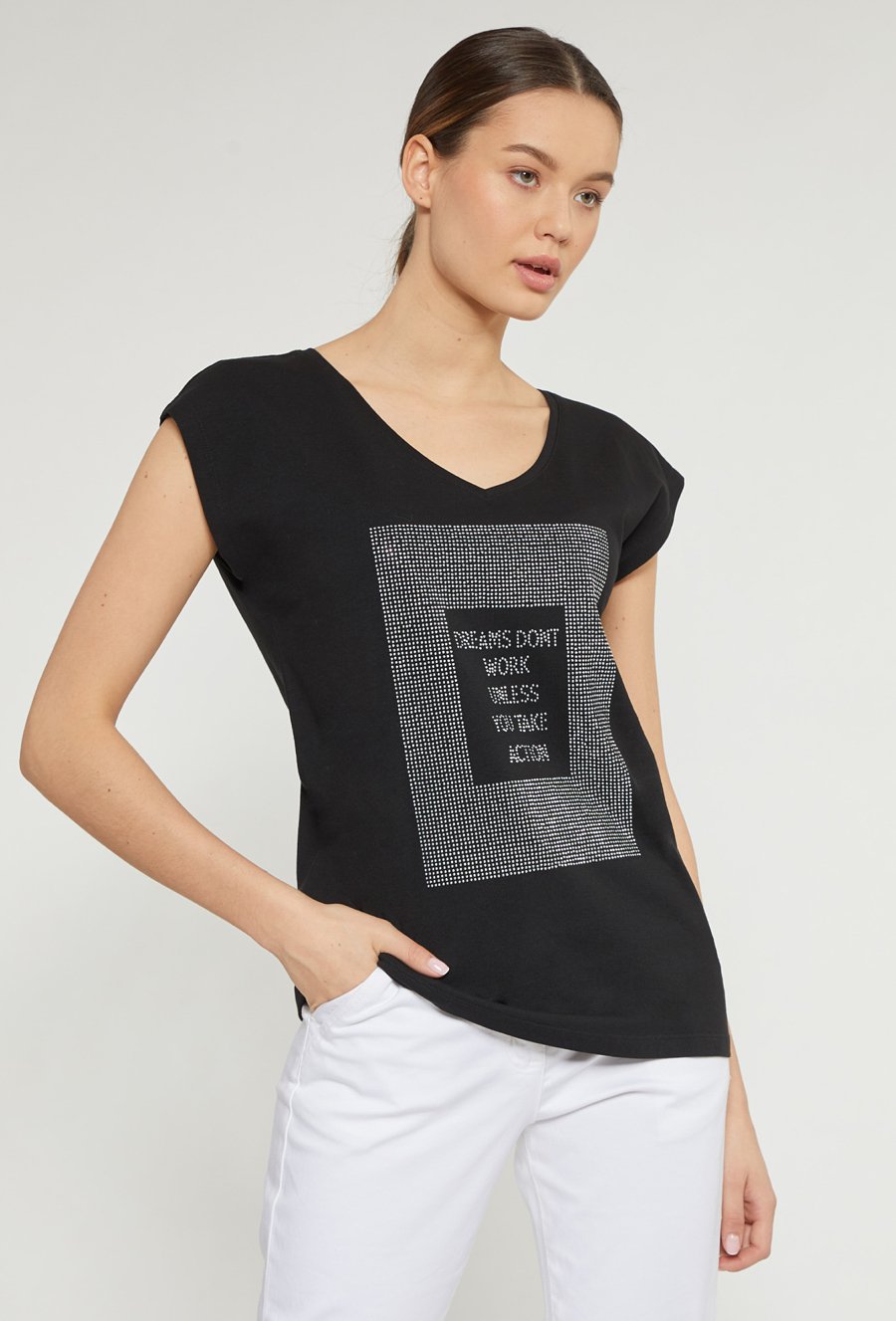 T-shirt z dżetowym panelem