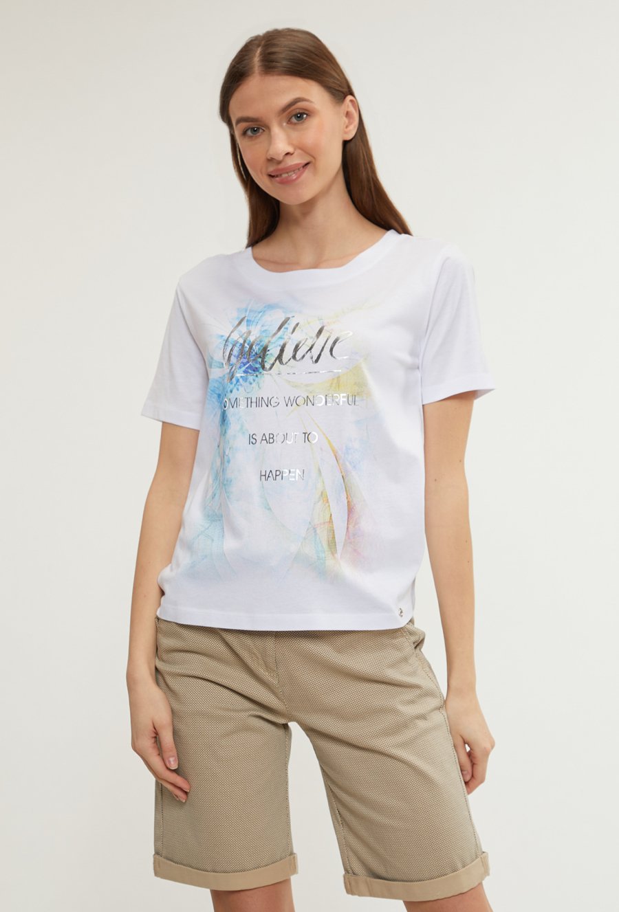 Bawełniany t-shirt z ozdobnym nadrukiem