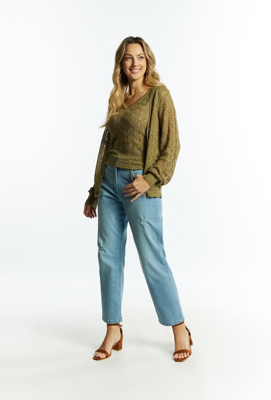 Ażurowy sweter damski