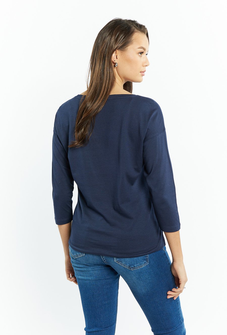 T-shirt damski z cekinowymi paskami