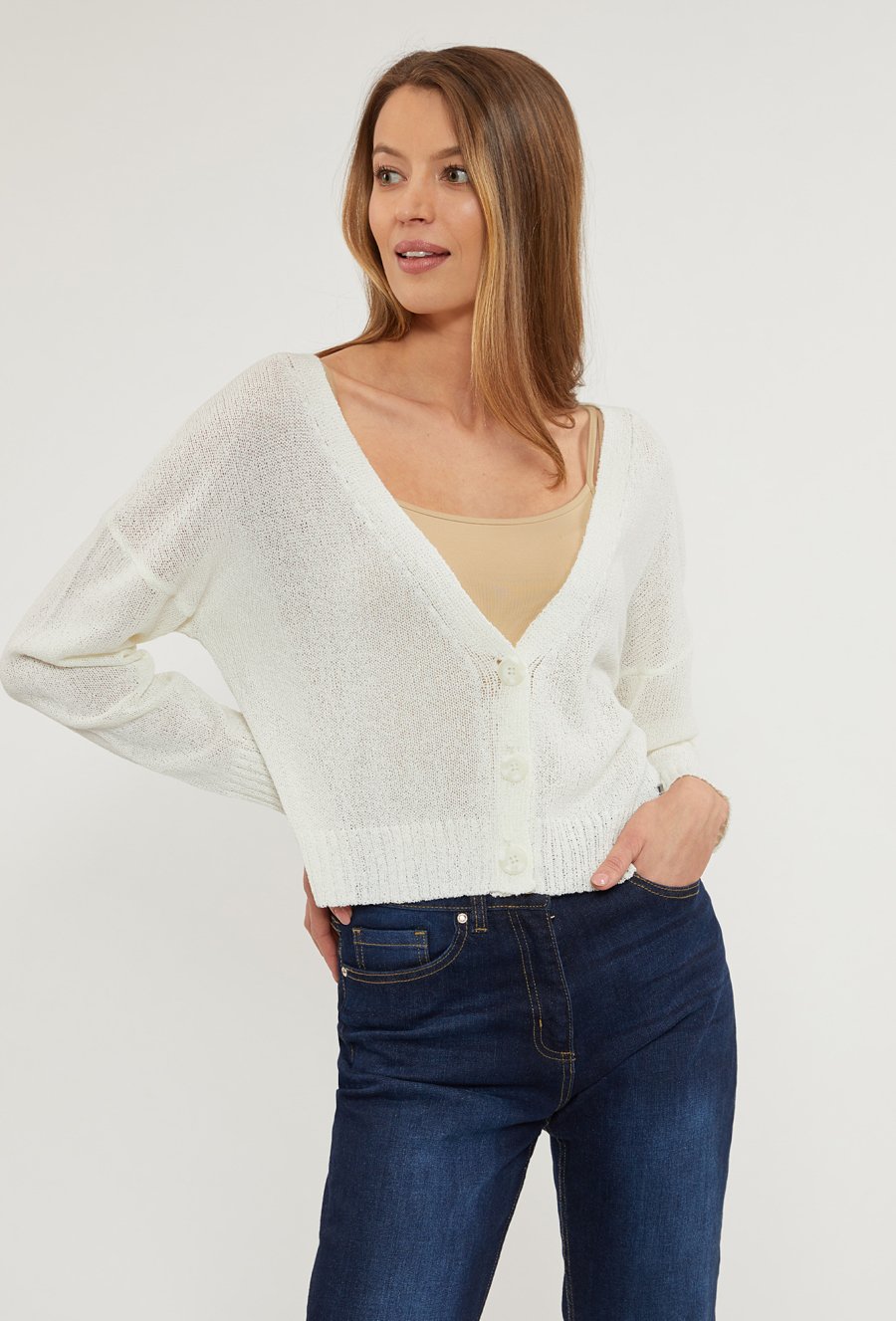 Ażurowy sweter damski