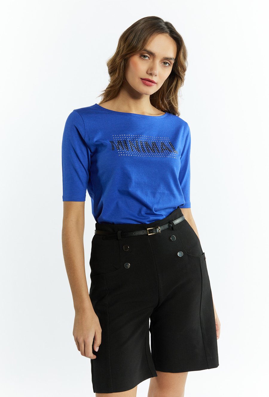 Dzianinowy T-shirt damski