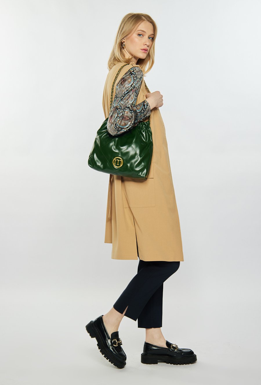 Torba damska typu worek z pikowaniem