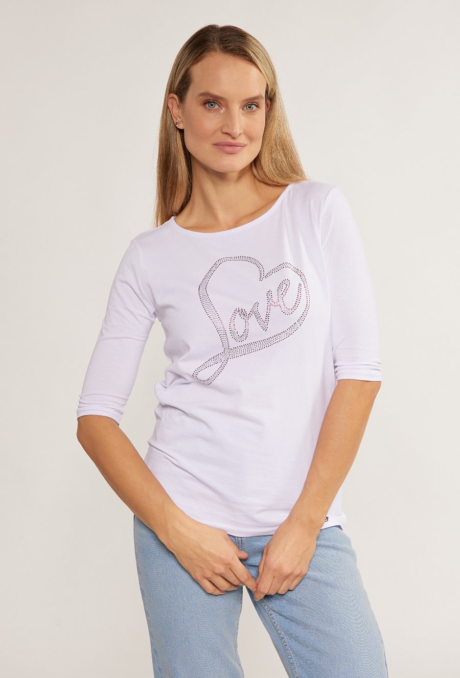 T-shirt damski z dżetowym nadrukiem