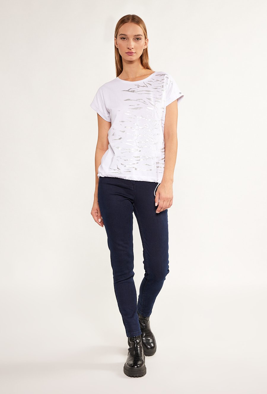 T-shirt damski z wiązaniem