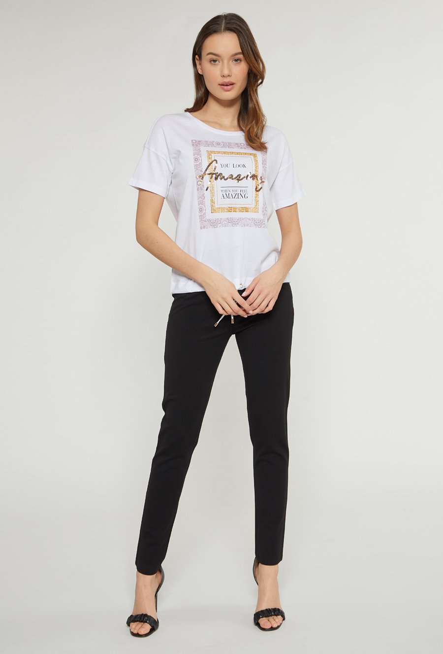 T-shirt z ozdobnym panelem