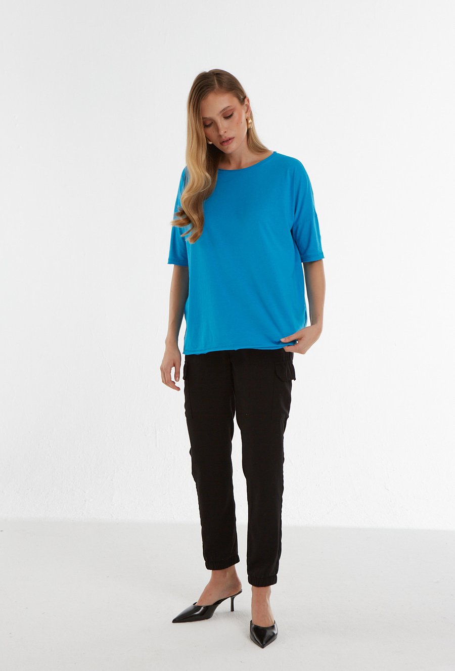 Biały T-shirt z rękawem 1/2