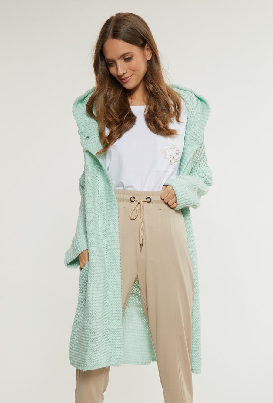 Pleciony kardigan damski